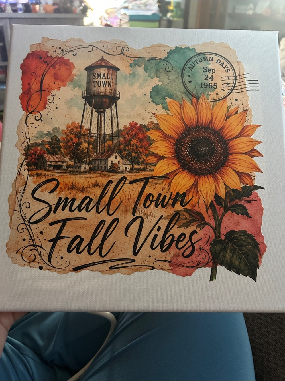 Small Town Vibes Wall Art 12x12 Canvas NEW